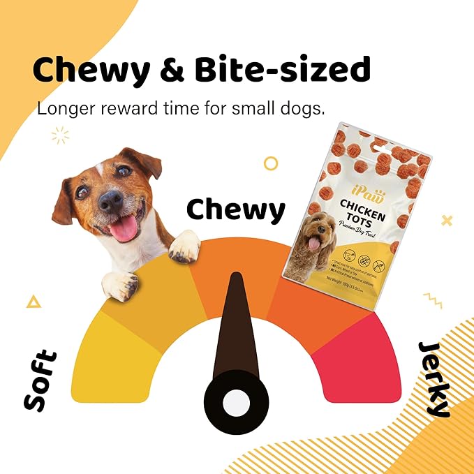 iPaw 5 Stock-Up Combo Chicken Tots Dog Treats for Puppy Training, All Natural Human Grade Dog Treat, Hypoallergenic, Easy to Digest (Chicken Tots), 5 Packs