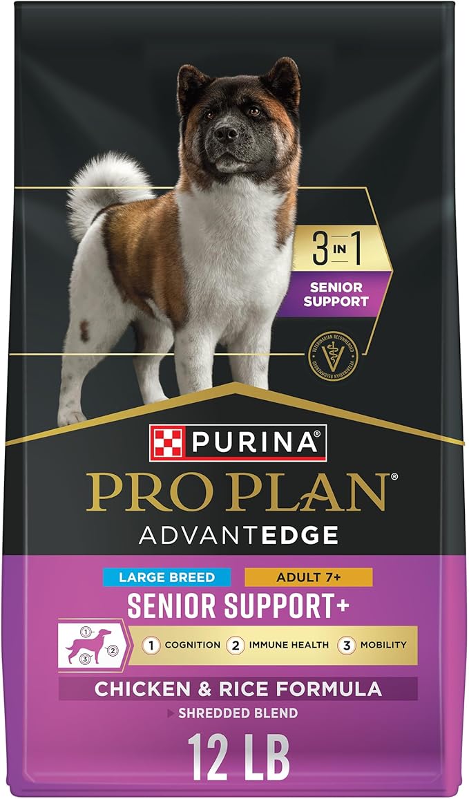 Purina Pro Plan AdvantEDGE Senior Support Plus Large Breed Shredded Blend Chicken and Rice Formula Dry Dog Food - 12 lb Bag