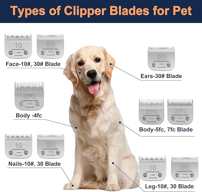 7FC Clipper Blades Pet Grooming Clipper Replacement Blades Detachable Blade Compatible with andis/wahl/Oster Dog Clippers