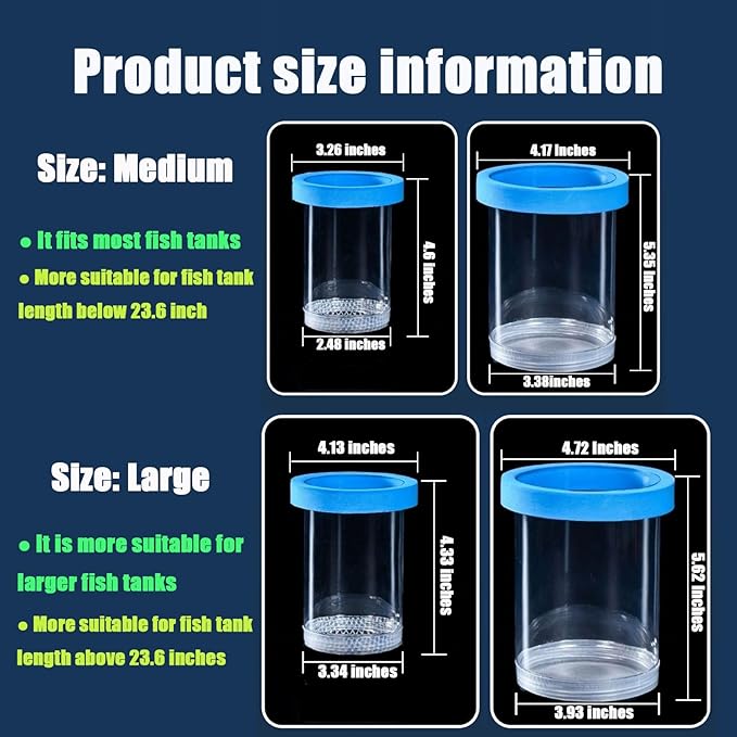 Breeder Box for Fish Tank, Plastic Aquarium Breeding Chamber, Floating Mesh Isolation Hatchery Incubator for Small Fish, Betta Shrimp Clownfish Guppy - Adjustable Nursery Tank Divider (Blue,Large)