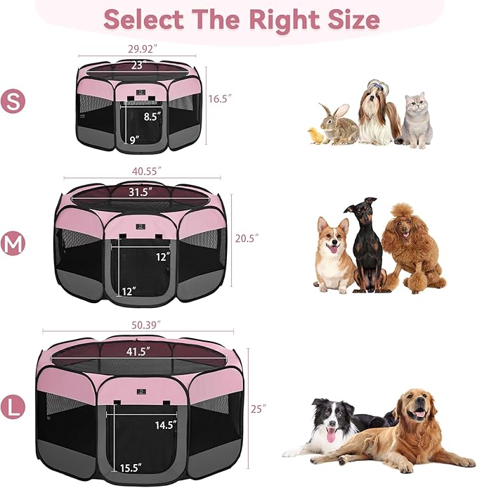 Portable Indoor Dog Playpen for Small Dogs & Puppies by A 4 Pet – 40.55" Pop-Up Soft Puppy Playpens with Bowl, Waterproof Floor, Calm Safe Space for Home, Travel & Daily Use