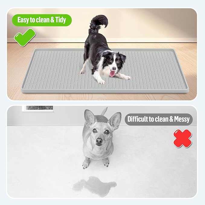 Pee Pad Holder for Dogs, 34" x 20" Large Silicone Pee Tray Mat High Edge, Leak-Proof, No Spill Pet Pad Holder for Puppy, Cat, Rabbit, Training Pads for Floor Protection, No Pee Pads