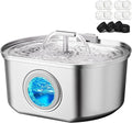 Cat Water Fountain Stainless Steel - Pet Drinking Fountain for Cats Indoor - 3.2L/108oz Automatic Water Dispenser with Watering Level Window (4 Filter)