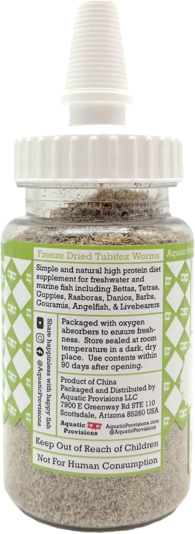 Tubi-Fine Freeze Dried Loose Tubifex Worms 0.5 oz, Floating Fish Food for Freshwater and Marine Aquarium Fish