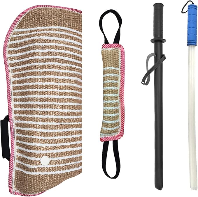 Professional Dog Bite Training Set - Tough Dog Bite Sleeve, Protection for K9, Pitbull, German Shepherd (4 Pack)