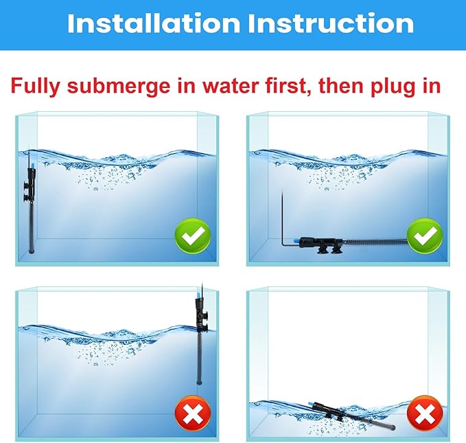AQUANEAT Aquarium Heater, 25W Fish Tank Heater, Adjustable Submersible Water Thermostat with Digital Thermometer