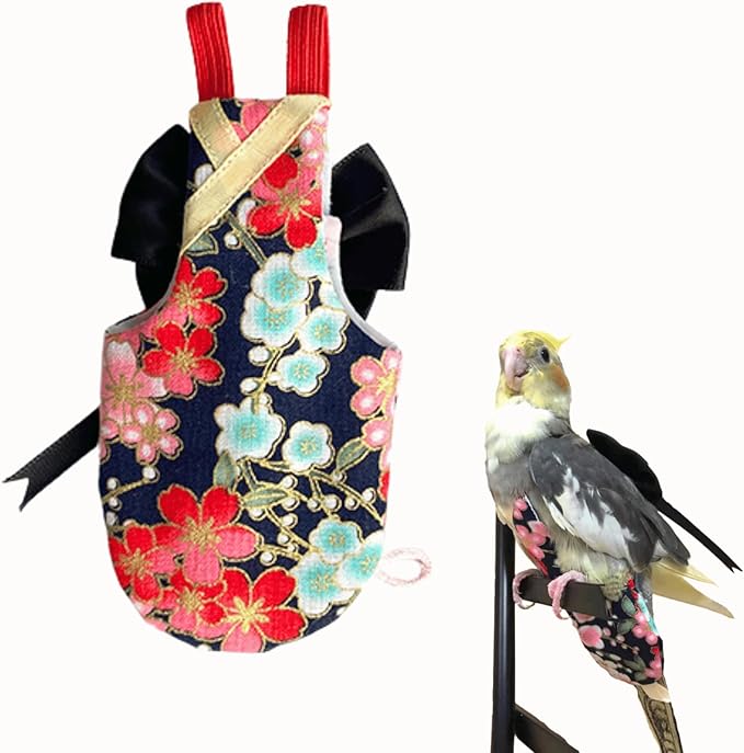 Bird Flight Suits Diapers, Parrot Flight Suits Diapers for Quaker Parakeets Cockatiels Flight Suits, Parrot Clothes (Black,L)