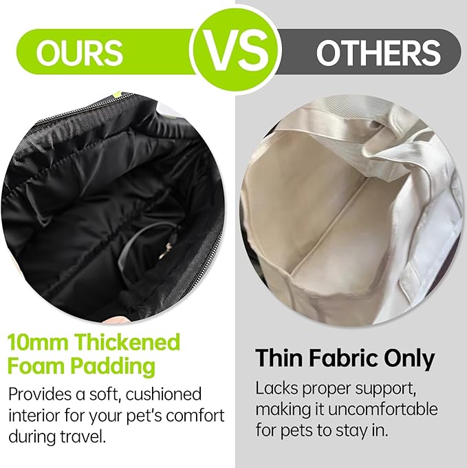Premium 10mm Padded Dog Purse Carrier for Small Dogs, Pet Tote Bag Shoulder Carrying for Dog/Cat Below 4kg/9lbs -Camouflage Green