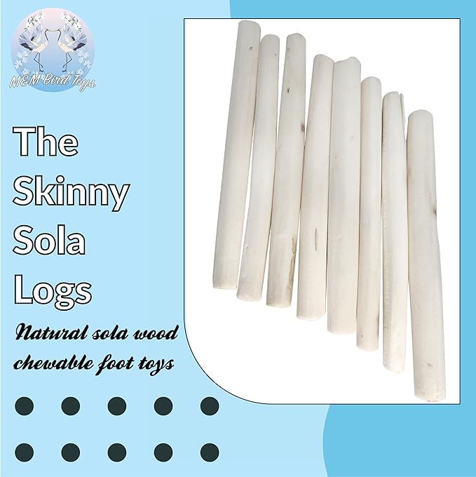 Sola Log Foot Toy Pack – 12 Natural Skinny Sola Logs for Chewing, Shredding & Foraging – Lightweight Enrichment Toys for Budgies, Cockatoos, Parakeets and Small Parrots – Safe & Splinter-Free Bird Toy