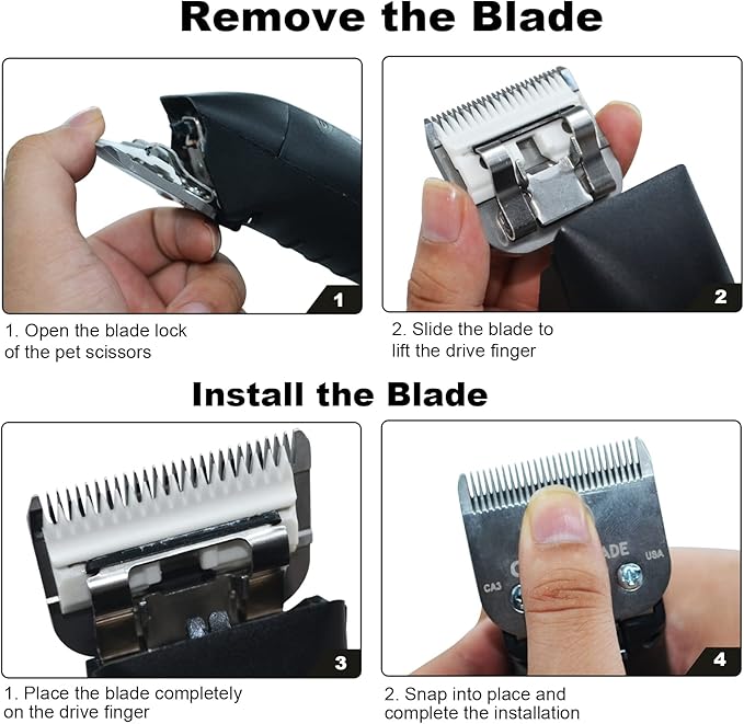 2Pack #40 Dog Grooming Clipper Replacement Blades - Compatible with Andis/Wahl/Oster, Detachable Ceramic & Stainless Steel Blade, Size 40, Cut Length 1/100" (0.25mm)