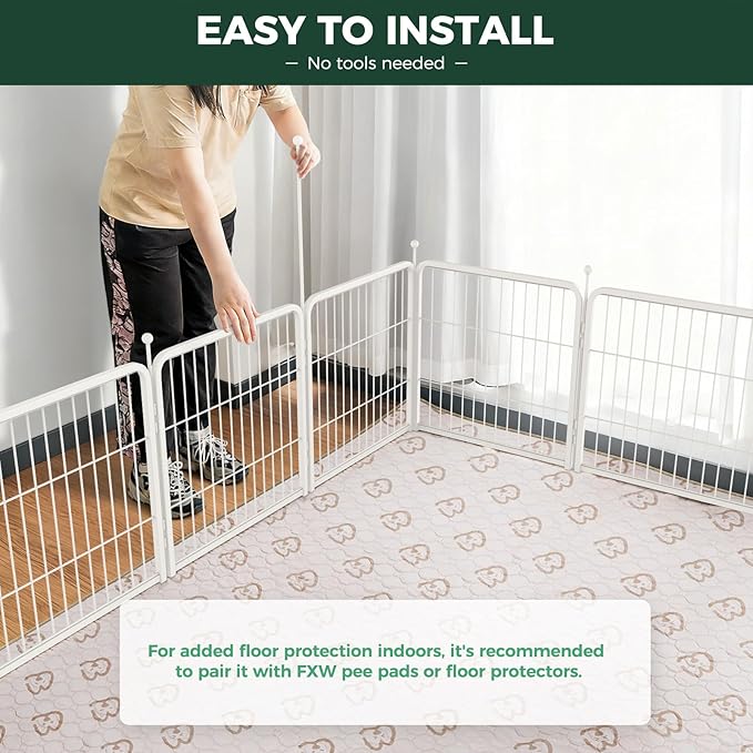 FXW Rollick Unleashed Dog Playpen for Indoor, Yard, RV Camping, 24 inch 24 Panels for Small and Puppy Dogs, White│Patented