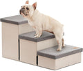 Love's cabin Dog Stairs for High Bed 18" H, Foldable Pet Stairs for Small Medium or Large Dogs Puppy with Storage for Bed or Couch, Cat Dog Steps Ramp with Zip up to 200 lbs, Light Grey, 3 Steps
