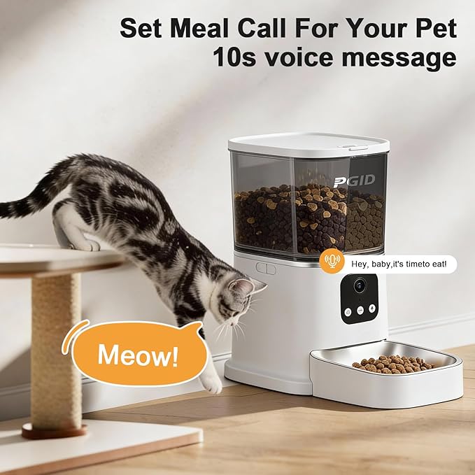 Automatic Cat Feeder with 400W Camera,2.4G Auto Dog Feeder w Night Vision,Pet Feeder w2-Way Audio,Timed Cat Feeders for Dry Food,Dogs Food Dispenser w APP Control 5L