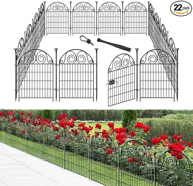 Tall Garden Fencing 36 Inch High, 22 Panels Total Length 48Ft Dog Fence Outdoor for Yard, Pet Fence Outdoor, Decorative Fences for Yard│Patented