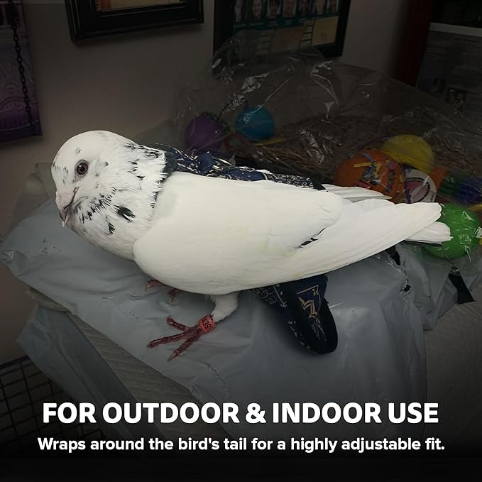 Bird Diaper, Wrap Around, for Larger Pigeons, Small Breed Hens and Roosters, Leak-Proof Design, Fleece Strap Bird Harness with Sewn-in Liner & Secure Hook and Loop Closure - XS, Butterfly Camo