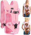 Lukovee Dog Backpack Carrier, Legs Out Easy-fit Dog Front Carrier for Small Medium Dogs, Adjustable Hands Free Dog Chest Carrier for Hiking Cycling (Pink,X-Large)
