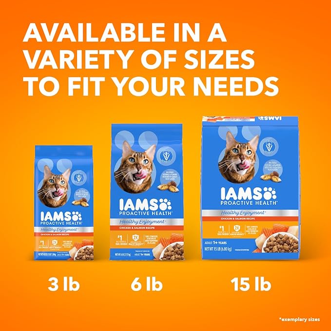 IAMS Healthy Enjoyment Dry Cat Food Chicken & Salmon Recipe, Cat Food Dry Recipe, 3 lb. Bag