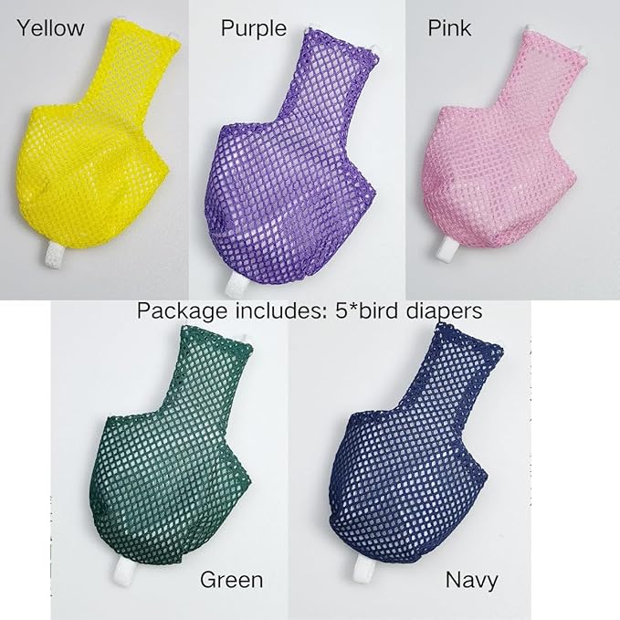 5 Pcs Summer Holey Style Bird Diaper Parrot Nappy Reusable Flight Suit with Waterproof Inner for Parakeet Cockatiel Macaw Budgie Lovebird Conure (XL)