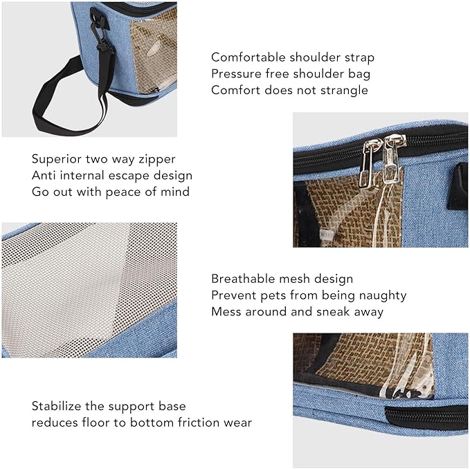 Zerodis Animal Carriers Bird Carrier Bag,Transparent Portable Lightweight Breathable Travel Cage Bird Travel Backpack for Small Birds Green Cheek Cockatiels (Blue)