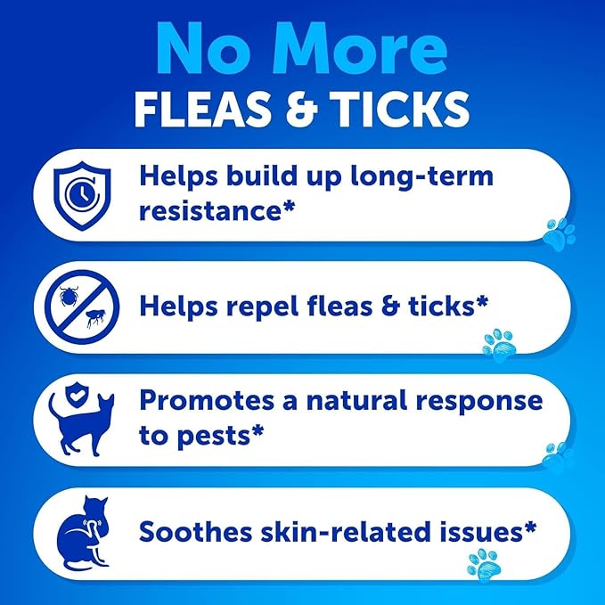 Flea Treatment for Cats - Natural Flea and Tick Prevention Supplement for Cats, Kittens - Chewable Daily Oral Pills with Vitamins - 135 Soft Chews - Dental Treats, Digestive Health, Immune Support