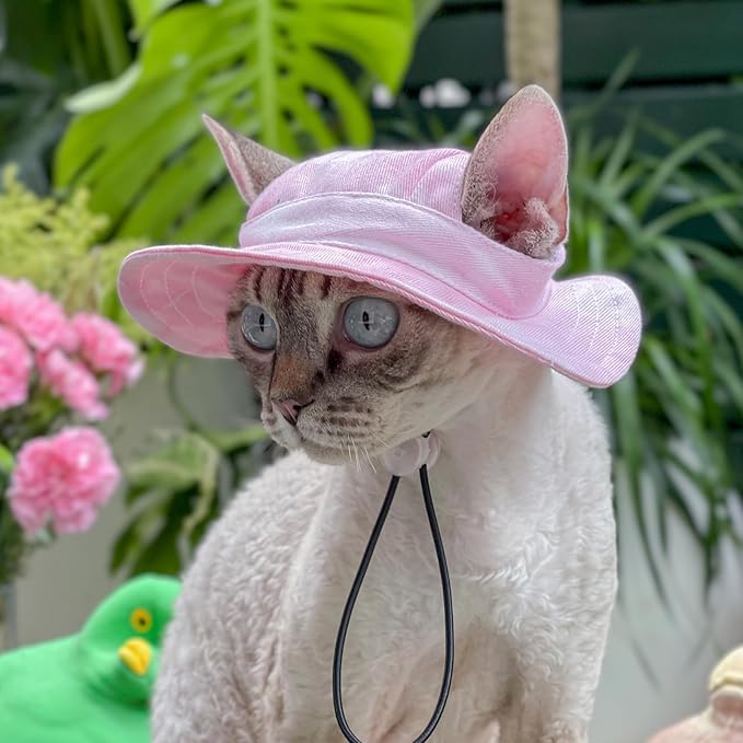 Pet hat with Ear Holes Sunscreen Baseball Cap Suitable for Small and Medium-Sized Dogs Outdoor Climbing hat in Summer Pet Products (Pink, Large)