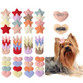 Small Dogs Hair Clip,30pcs (30colors) Heart Star Crown Shaped Puppy Dog Hair Bows with Barrette Small Pet Grooming Girl Doggy Accessories Gifts (Hair Clip)