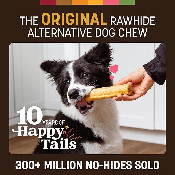 Earth Animal No Hide Chews - Long Lasting Rawhide Free Medium Dog Chews Rolls, Peanut Butter - 6 Count