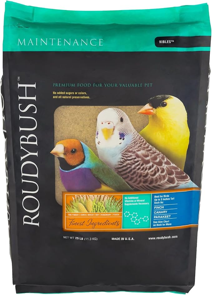 RoudyBush Daily Maintenance Food for Birds - Scientifically Formulated Bird Feed - Bird Food Pellets w/Corn, Wheat, Soy & More - Nutritious & Healthy Feed for Birds (Nibles, 25lb)