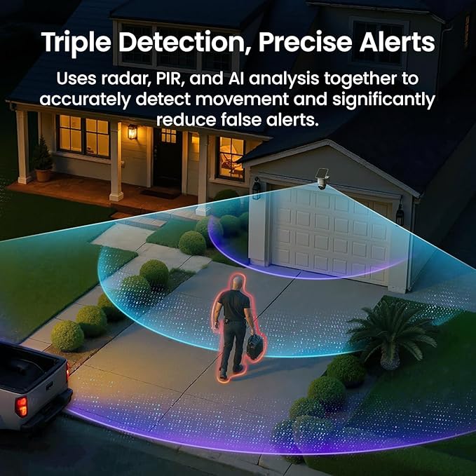 aosu T2 Ultra 4K Security Cameras Wireless Outdoor, TrueColor Night Vision, AI Triple Detection, 360° Auto Tracking, Solar Powered WiFi Camera for Home Security, 1Pack