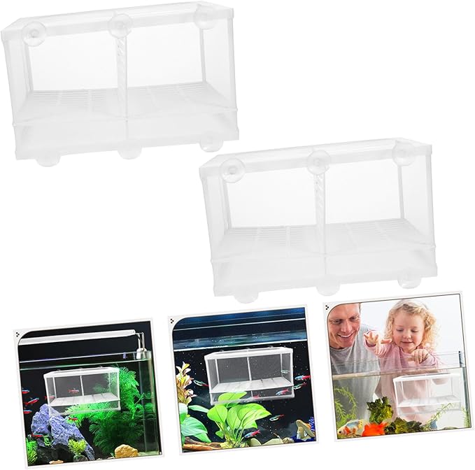 GANAZONO 2pcs Fish Hatchery Boxes Isolated Breeding Tank Large Capacity Suction Cup Design Easy Installation Random Style