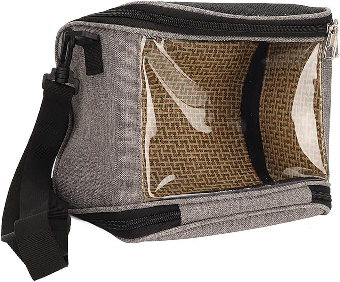 Transparent Bird Carrier Bag, Portable Parrot Travel Cage for Cockatiels and Parakeets, Lightweight Breathable Backpack with Side Pockets and Top Vent Design for Small Birds (Grey)