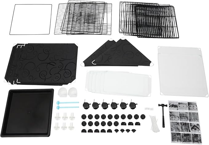 50 Inch 2-Tier Big Bird Cage with Food & Water Bowls Parakeet Bird Cage with Stand, Wheels Metal Birdcage Parrot Cage for Parakeet, Lovebirds, Ringneck, Cockatiels (Black, 2-Tier)