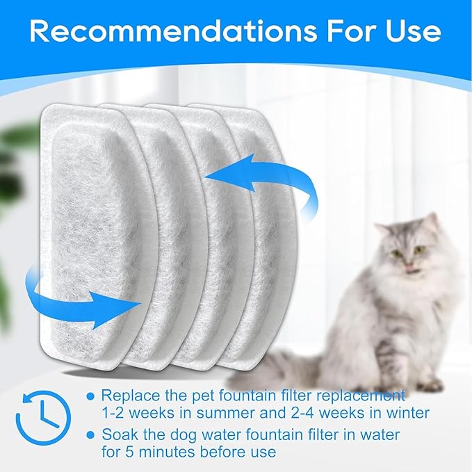 Cat Fountain Filter - 20 Pack & 10 Replacement, Compatible with ORSDA D30 67oz/2L Stainless Steel Pet Water Fountains with Three-Tier Resin Filtration System