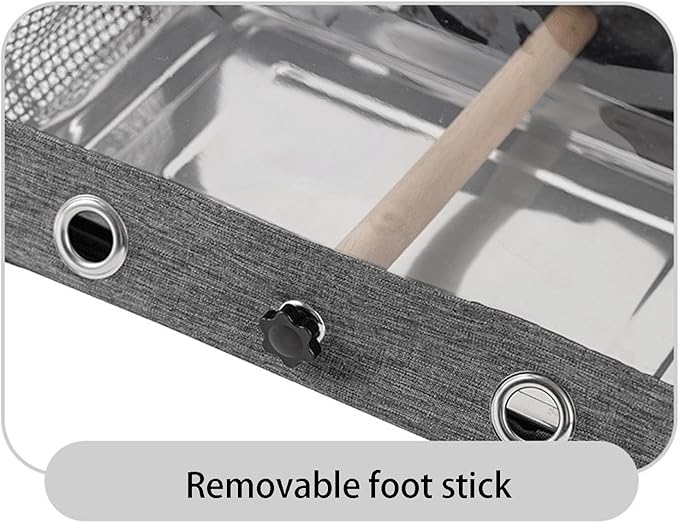 Portable Bird Cage Bird Carriers Foldable Panoramic View with Perch Removable Tray for Parrot Hamster Hedgehog Rabbit Sugar Glider (Black)
