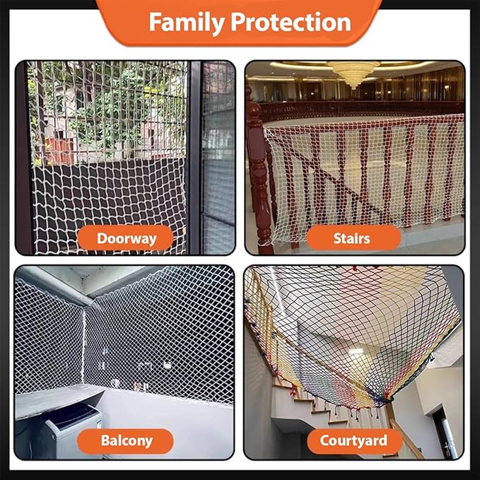 Safety Rope Net for Kids,Knotless Fence Net for Balcony Stairway Guard,Outdoor Terrace Decoration Pet Anti-Fall Rope Netting,Baseball Sports Netting(Size:2M*6M(6.5FT*19.7FT),Color:White)