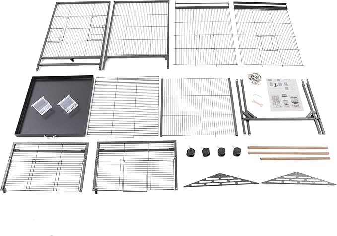 Large Bird Cage, Movable Pet Bird Flight Cages with Wheels 4 Feed Windows Slide-Out Tray, Panorama Bird Aviary 18.11x18.11x49.21in for Parrot, Parakeets, Budgerigars(Black Style1)