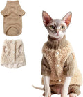 Cat Costume & Puppy Clothes 2-Piece Set, Soft Warm Lamb-Fleece Jacket & Breathable Knit Sweater for Small Dogs & Kittens, Size Medium