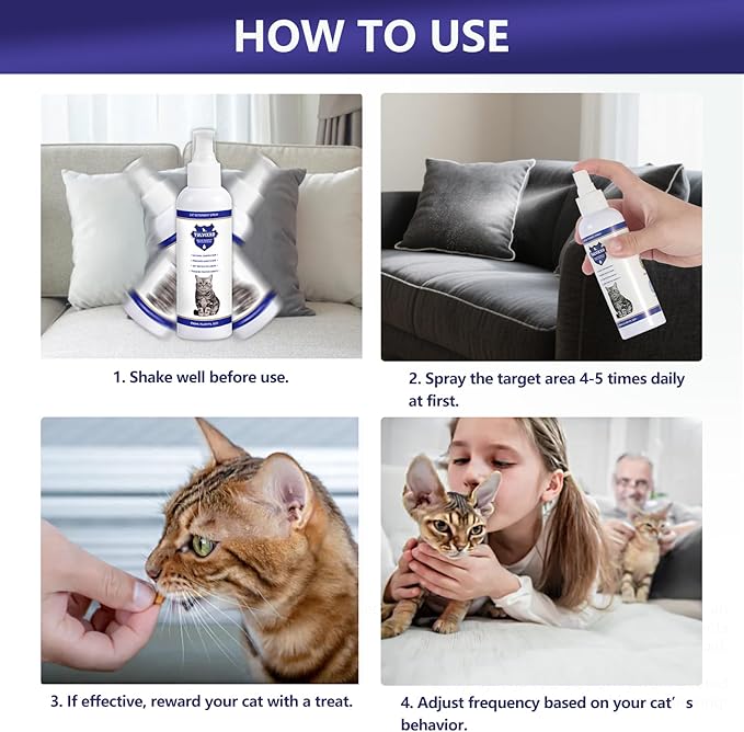 2Pcs Cat Deterrent Spray, Bitter Formula Cat Repellent for Indoor & Outdoor, Natural Plant Extracts, Anti-Scratch Aid for Furniture, Sofa, Rugs, Curtains