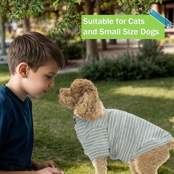 Sphynx Cat Sweater Hairless Cat Clothes Sweater Shirt Soft Warm Long Sleeves Pullover Pet Clothes Pajamas Dog Cloth for Small Dogs Jumpsuit Pet Sweaters (Striped, Small)