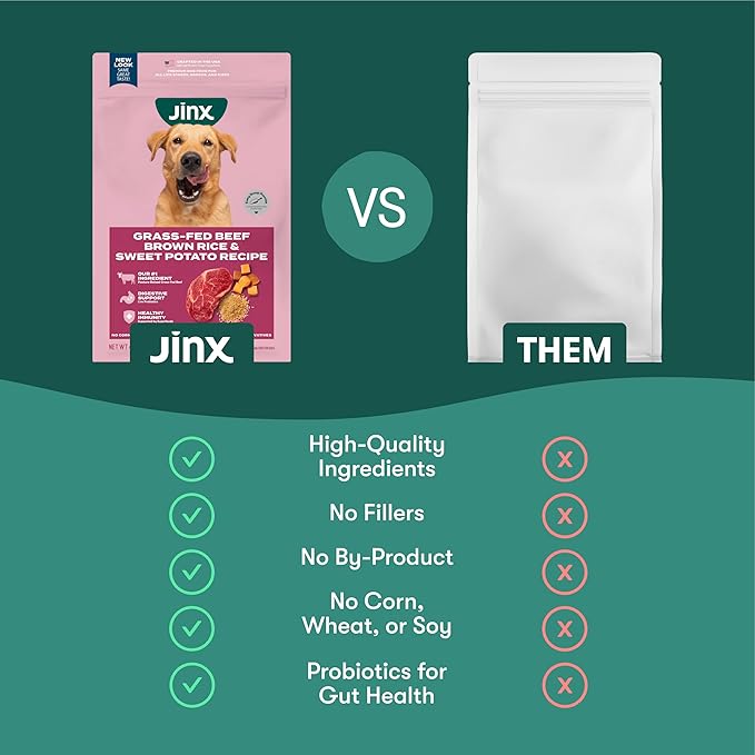 Jinx Premium Dry Dog Food, for All Lifestages - Real Beef, Brown Rice & Sweet Potato Kibble with Superfoods for Immune Support & Probiotics for Digestive Support - No Fillers - 11.5lb