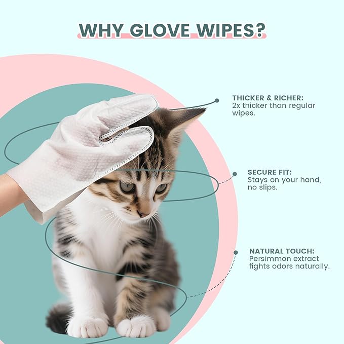 400 Unscented Pet Wipes for Paws and Butt Plant Based Hypoallergenic Pets Cleansing & Deodorizing Anal Gland Hygienic Puppy Wipes for Dogs (50 Count-Glove Wipes, Unscented)