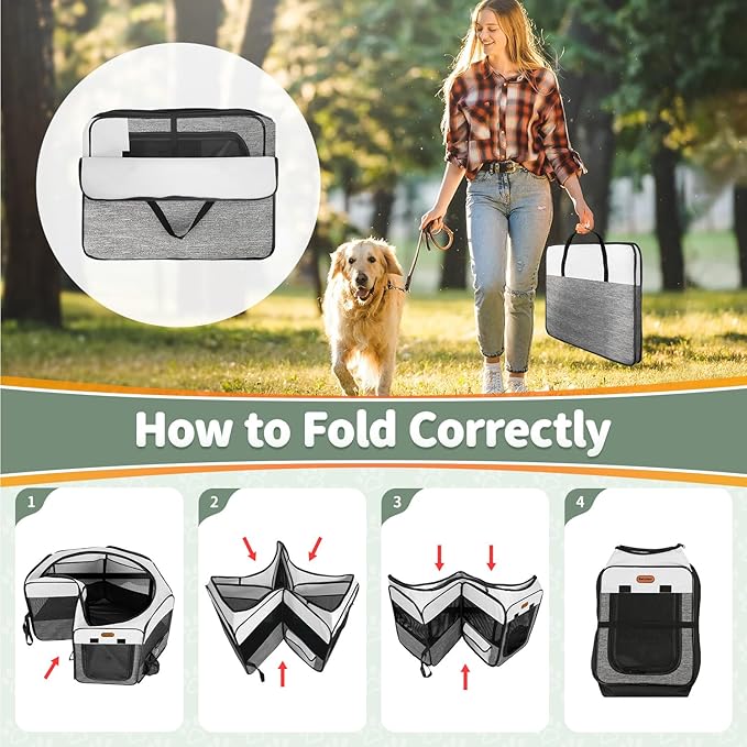 Dog Playpen, Portable Pet Playpen, Puppy Playpen, Cat Playpen with Carrying Case, Dog Playpen for Small Dogs Indoor/ Outdoor, Removable Mesh Shade Cover