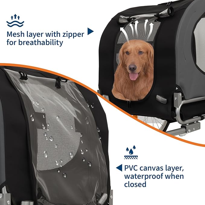 Dog Bike Trailer, 88LBS Dog Cart for Bicycle, Pet Cart Bicycle Carrier for Small and Medium Pets,Easy Folding Cart Frame, Quick Release Wheel, Univer-Sal Bicycle Coupler, Washable Non-Slip Lining
