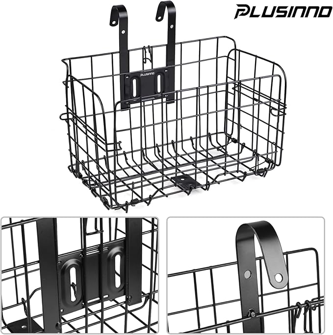 PLUSINNO Bicycle Mounted Pet Seat Front/Rear/Side of Bicycle, Dog Bike Basket Carrier for Travel, Large Size Basket More Storage, Ebike Accessoriest for Pets, Fruit & Grocery