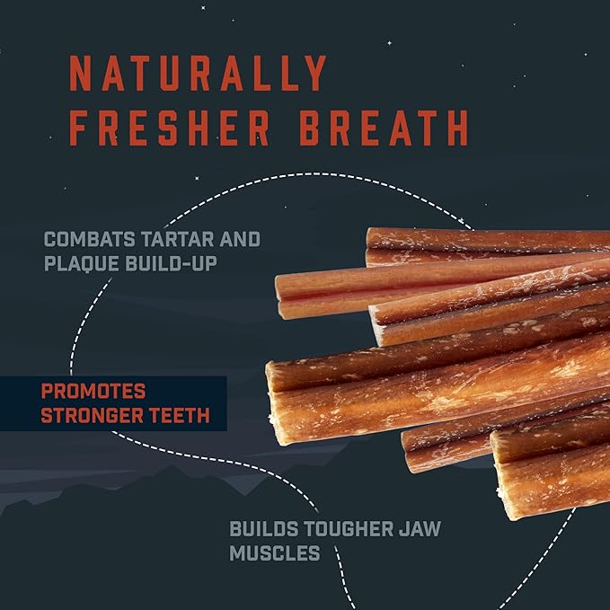 Wild Wolf 12-inch Angus Bully Sticks (1.5 Pounds) Healthy, All-Natural, Long-Lasting Dog Chew Bones - Low Odor - Mixed Thickness - Lab-Tested, Hand-Inspected and Packed with Love in The USA