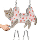 Supet Cat Grooming Hammock Harness for Nail Trimming, Cat Grooming Hanging Sling for Nail Clipping, Pet Restraint Holder for Cutting Nails, Medicine, Ear & Teeth Cleaning, Eye Care (Strawberry S)