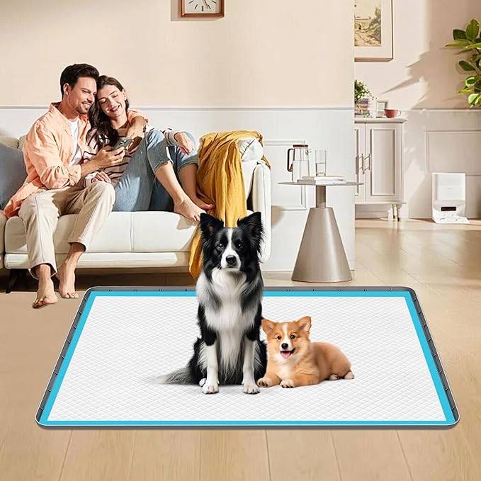 Pee Pad Holder for Dogs, 50" x 35" Silicone Pee Tray Mat Leak-Proof, High Edge, No Spill Pet Pad Holder for Puppy, Cat, Rabbit, Training Pads for Floor Protection, No Pee Pads (Dark Grey)