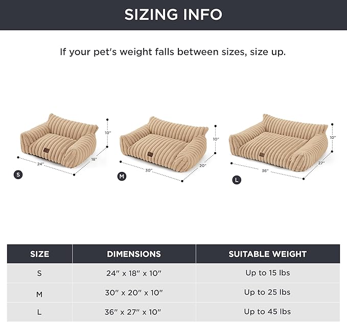 Bedsure ComfyFleece™ Cute Cat Couch for Pets - As Seen on TV on Good Day New York, Small Medium Dog Bed, Supportive Couch Bed for Small Dogs, 30 Inch, Sandy Beige
