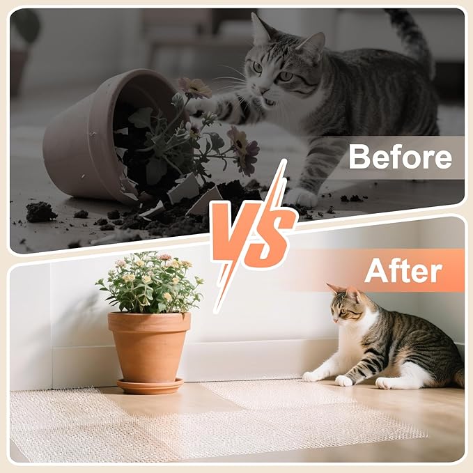 Uross Scat Mat for Cats -18PCS Deterrent Mat with Spikes Indoor Cat Repellent Mat Outdoor Scat Spikes Mat Indoor Cat Countertop Deterrent Keep Cats Off Counter