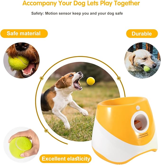 Interactive Dog Toys - Automatic Tennis Ball Launcher for Medium to Large Dogs, Outdoor Exercise & Training, Perfect Home Dog Toy 6 Ball (Purple, Standard)